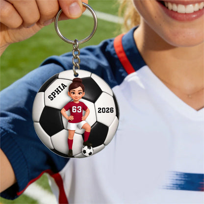 Personalized Soccer Keychain personalization view for Daughter/Granddaughter