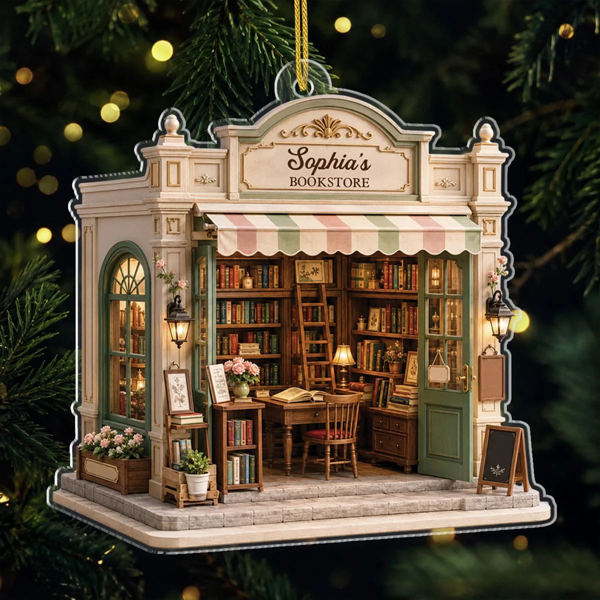 Personalized Bookstore Acrylic Ornament - Custom Book Lover Keepsake Gift for Readers
