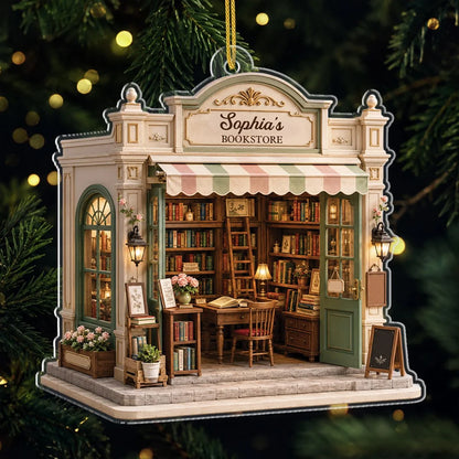 Personalized Bookstore Acrylic Ornament - Custom Book Lover Keepsake Gift for Readers