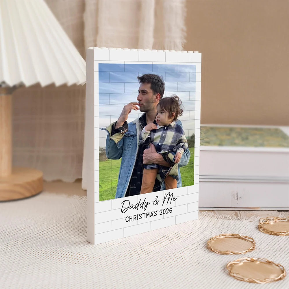 "Daddy & Me" Personalized Photo Building Brick Blocks - Custom Dad Christmas Gift