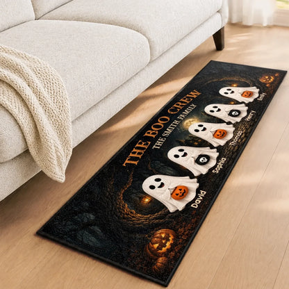 The Boo Crew Personalized Runner Rug for Family - Custom Ghost Hallway Mat Fall Halloween Decor