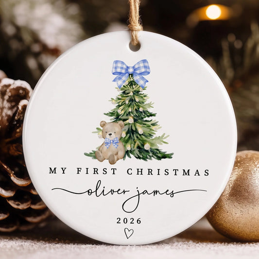 My First Christmas Personalized Baby Ornament - Custom Name Ceramic Keepsake Gift