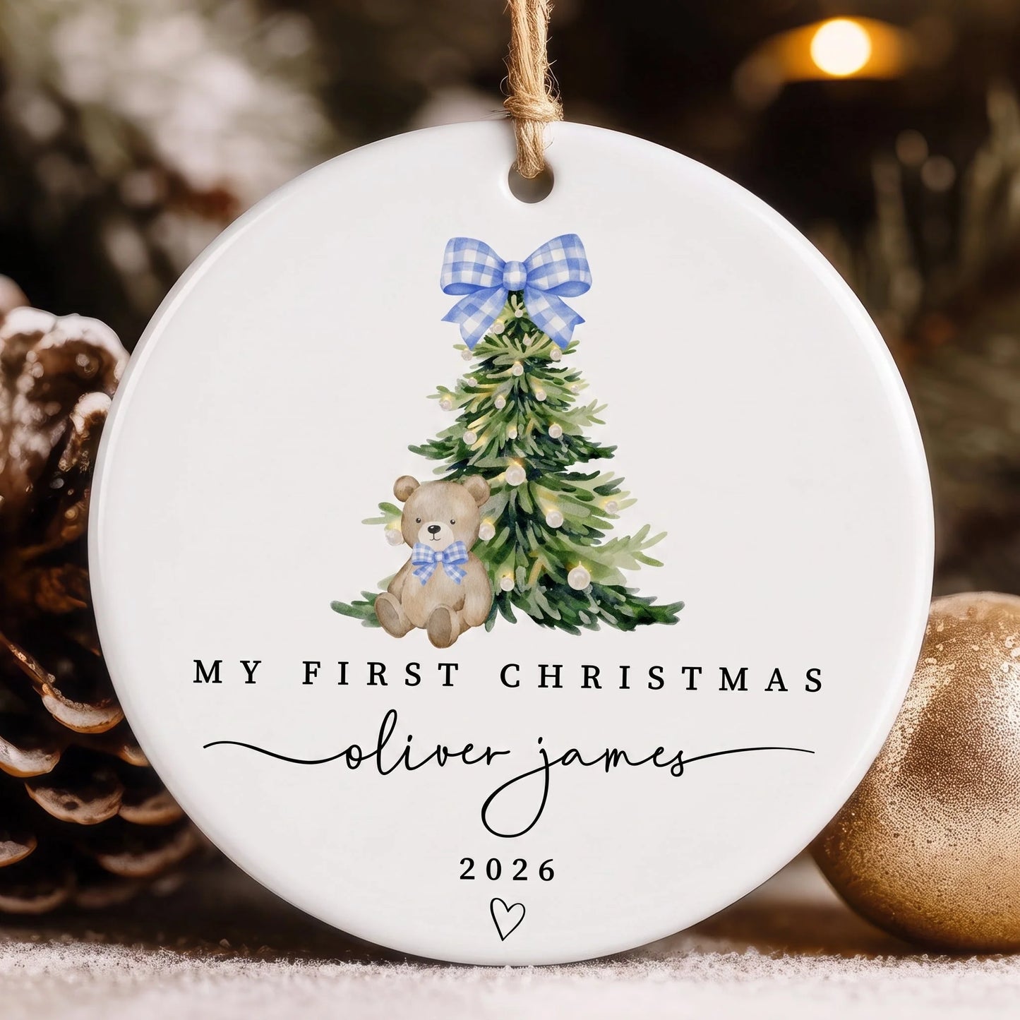 My First Christmas Personalized Baby Ornament - Custom Name Ceramic Keepsake Gift