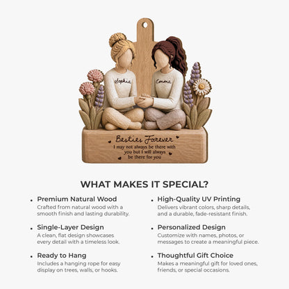 Besties Forever Personalized Wooden Ornament - Friendship Keepsake for Best Friends