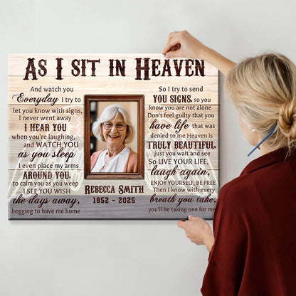 Custom As I Sit In Heaven Memorial Photo Canvas for Family with personalized design details for meaningful gifting image 6