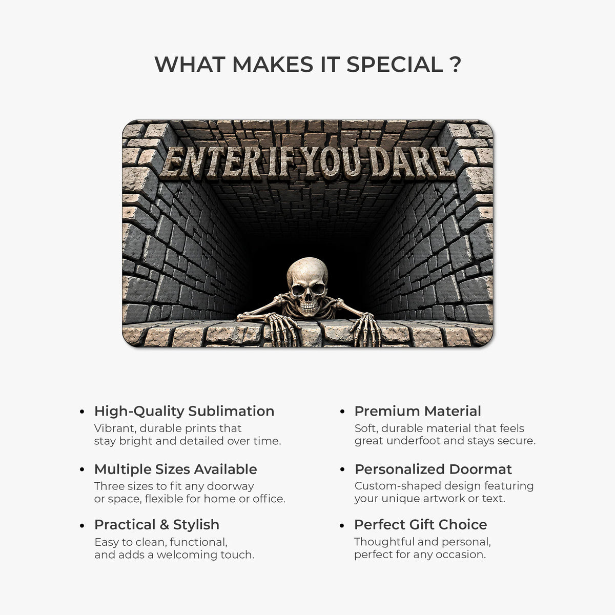 Enter If You Dare Personalized Halloween Doormat - Custom Creepy Skeleton Decor for Family