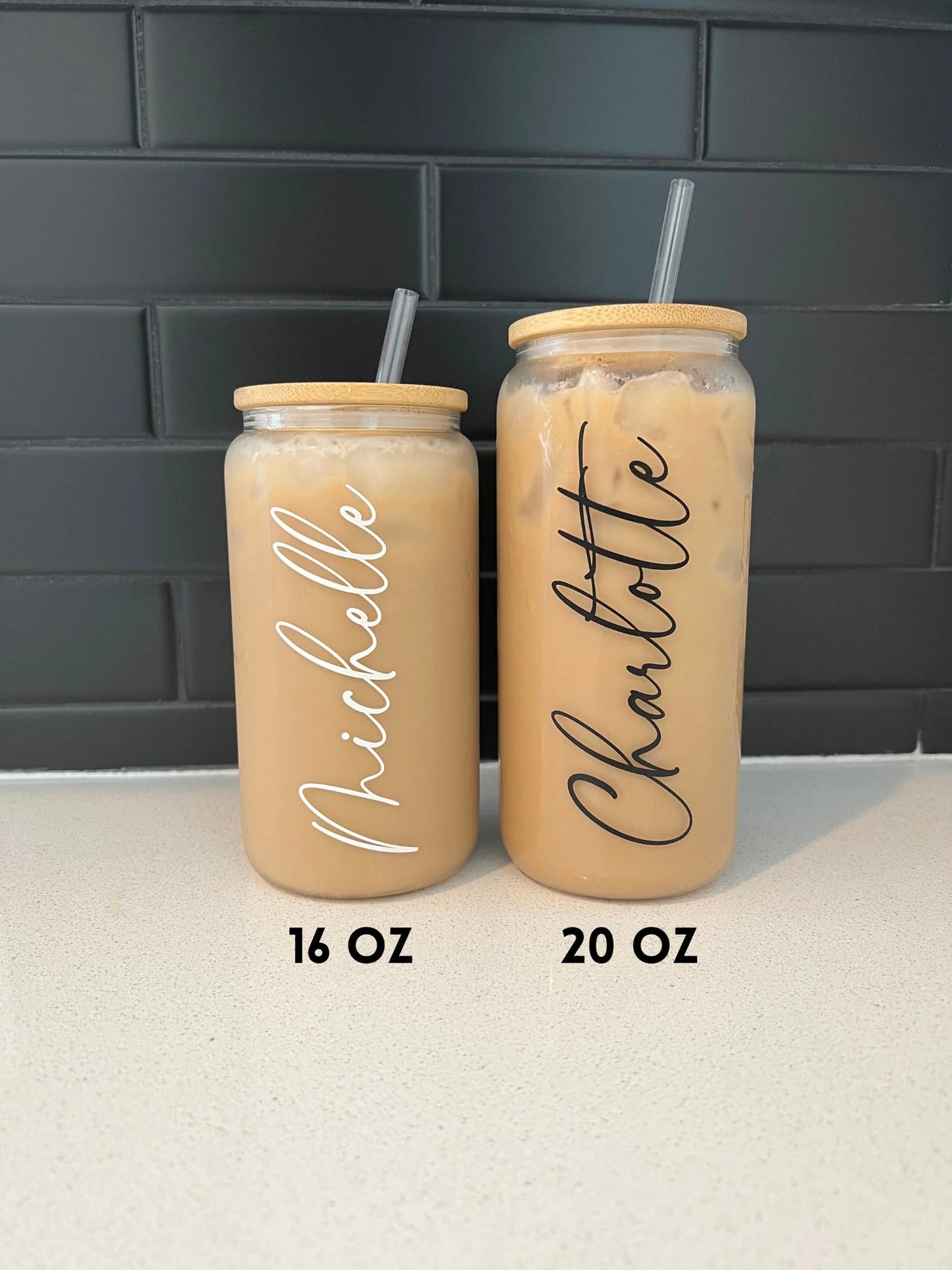 Custom Name Iced Coffee Cup - Personalized Glass Can Gift for Bridesmaid