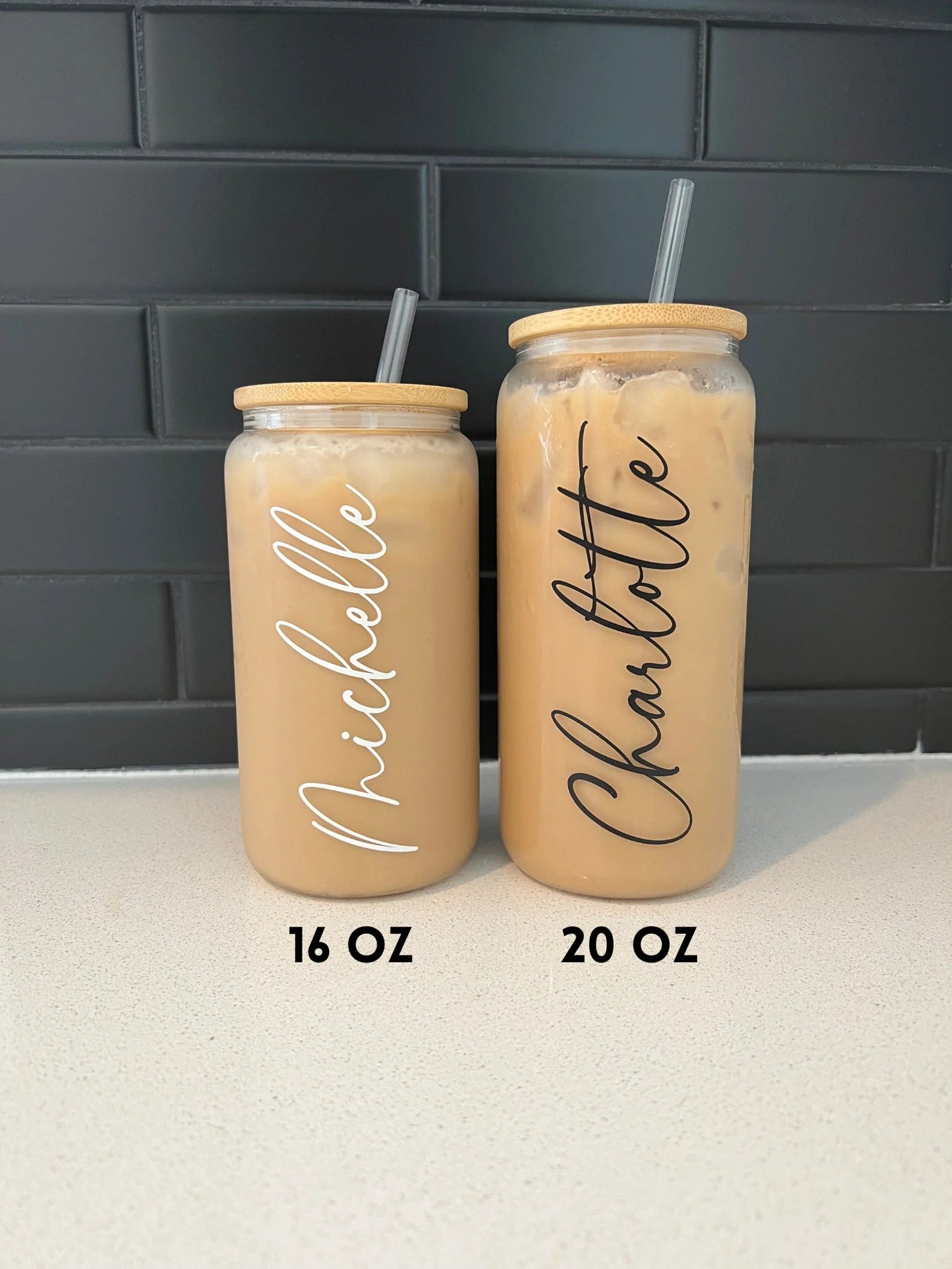 Custom Name Iced Coffee Cup - Personalized Glass Can Gift for Bridesmaid