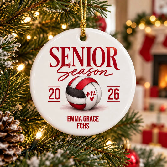 Senior Season Volleyball Personalized Ceramic Ornament - High School Senior Keepsake Gift