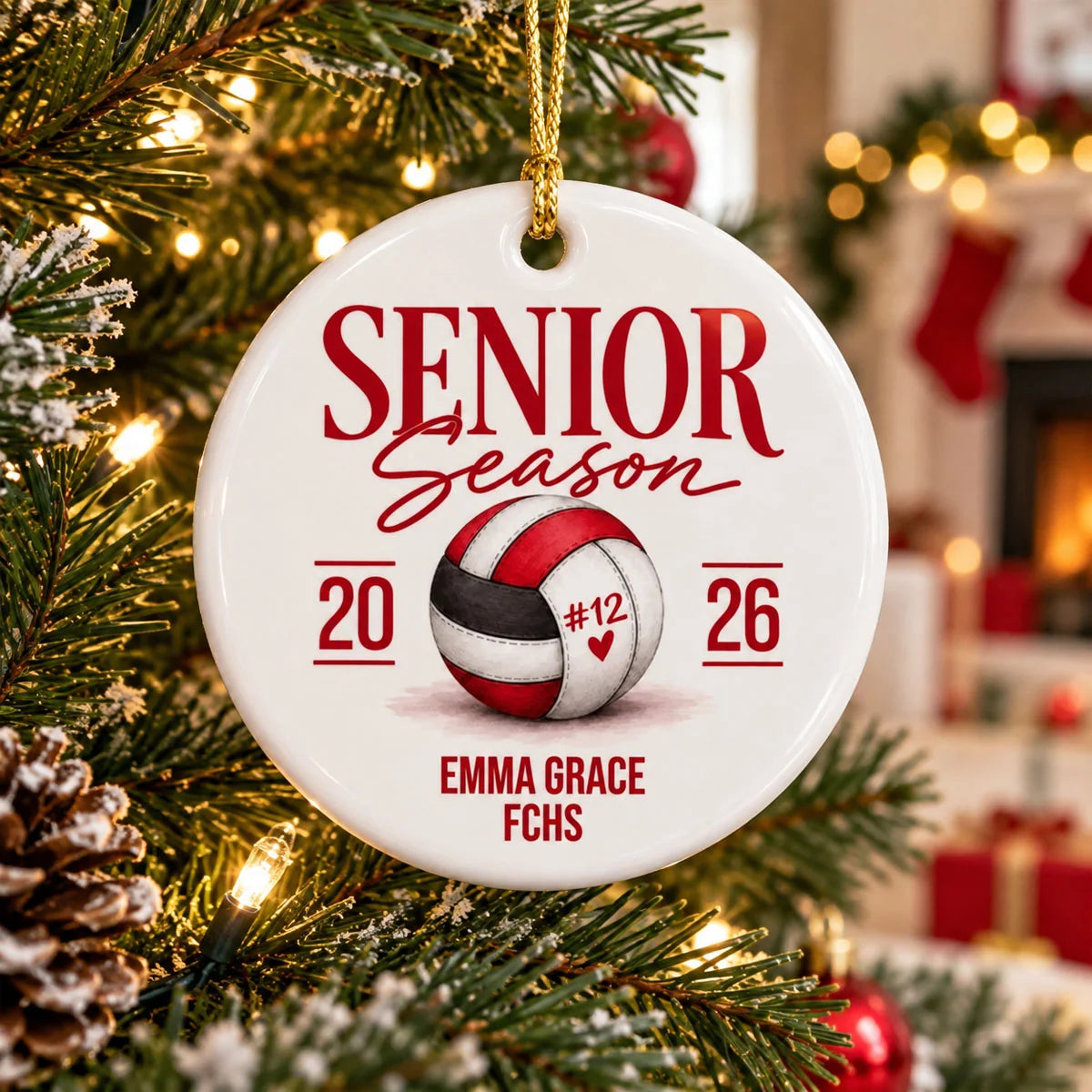 Senior Season Volleyball Personalized Ceramic Ornament - High School Senior Keepsake Gift