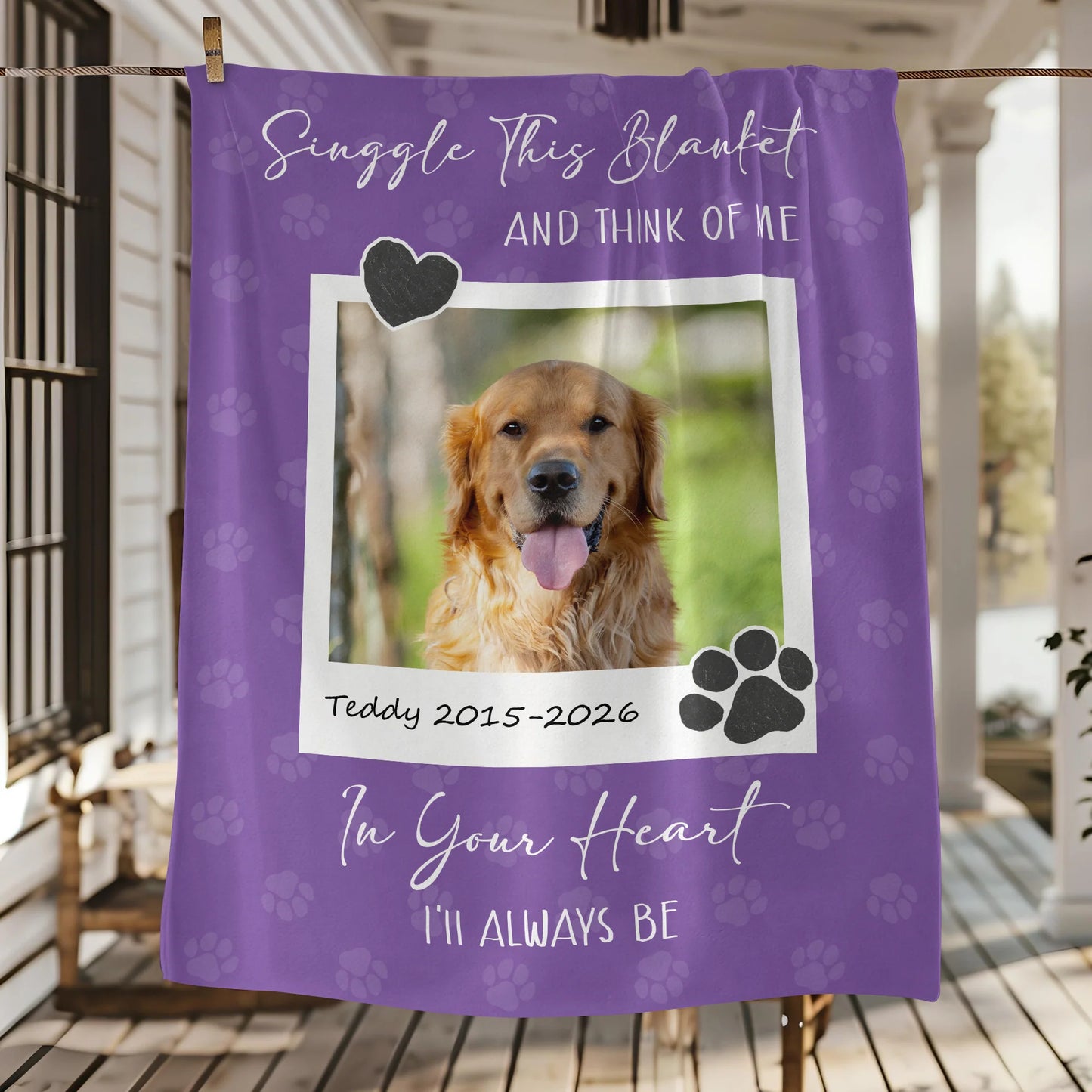 Personalized dog memorial blanket with custom photo print and remembrance quote for pet loss gift image 6