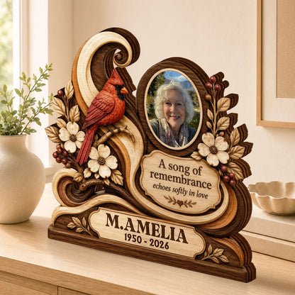 "A Song Of Remembrance" Personalized Memorial Wooden Block - Custom Photo Bereavement Gift