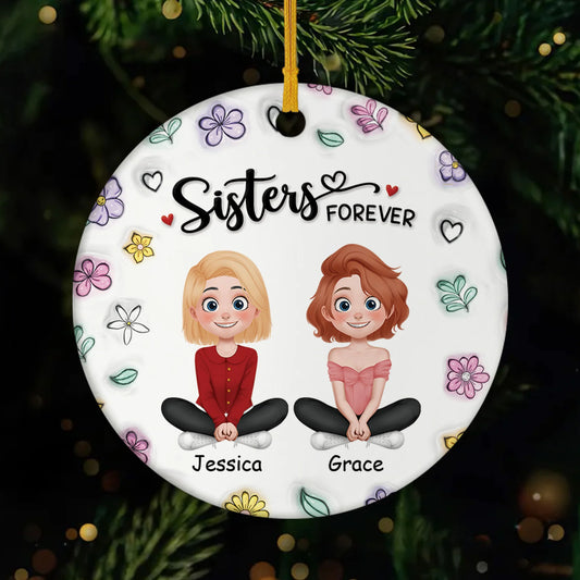 Sisters Forever Personalized Ceramic Ornament - Best Friend Sister Christmas Gift
