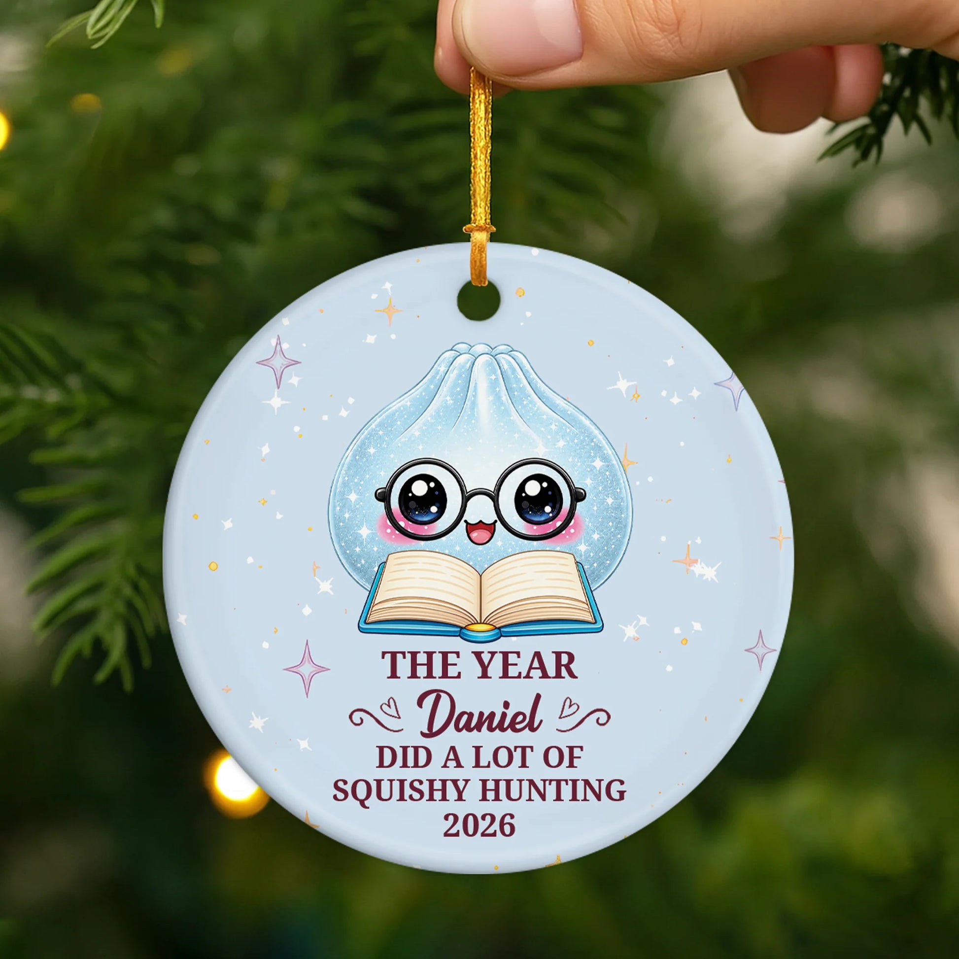 "Squishy Hunting" Personalized Ceramic Ornament - Custom Dumpling Christmas Gift for Kids
