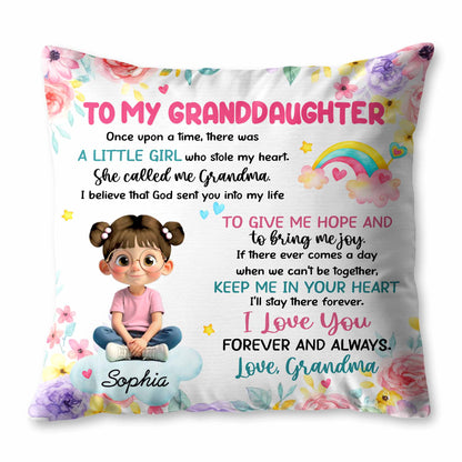 "To My Granddaughter, the Little Girl Who Stole My Heart" Personalized Pillow - Custom Keepsake Gift from Grandma