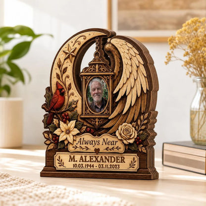 Always Near Custom Photo Memorial Wooden Block - Personalized Keepsake Gift for Family
