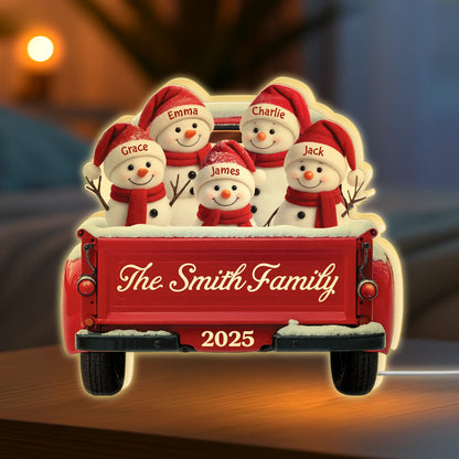 Personalized Snowman Red Truck Christmas Light Box - Holiday Decor Gift for Family