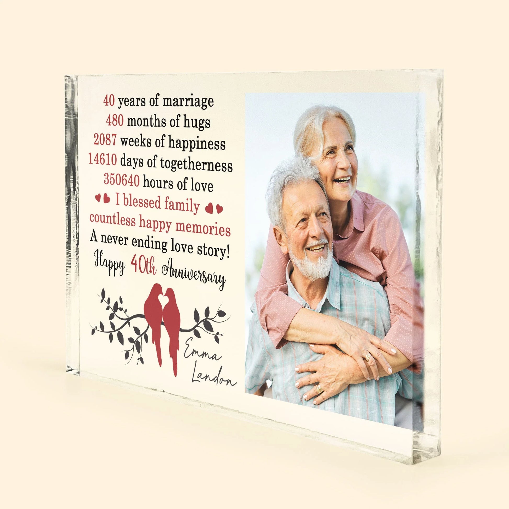 Personalized Wedding Anniversary Acrylic Plaque personalization view for Wife
