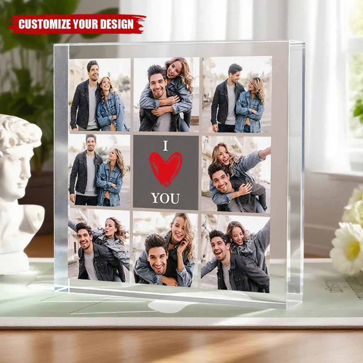 Custom Photo Collage Acrylic Plaque for Couples with personalized design details for meaningful gifting