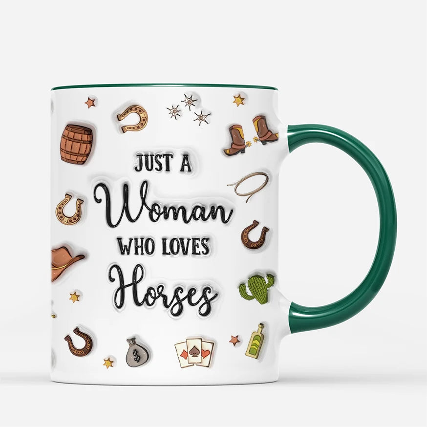 Just A Girl Who Loves Horses Personalized Mug - Custom Name Coffee Cup for Equestrian Women