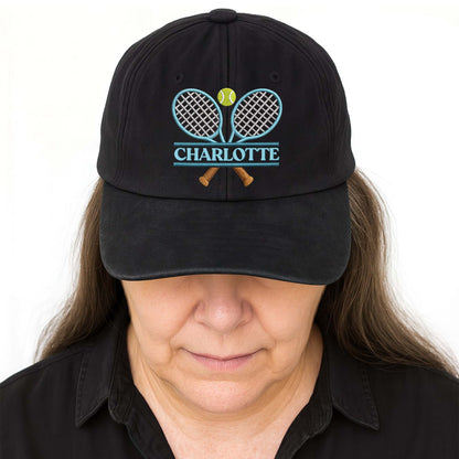 T-Shirt / Hoodie material and size view - Personalized Tennis Player Denim Hat