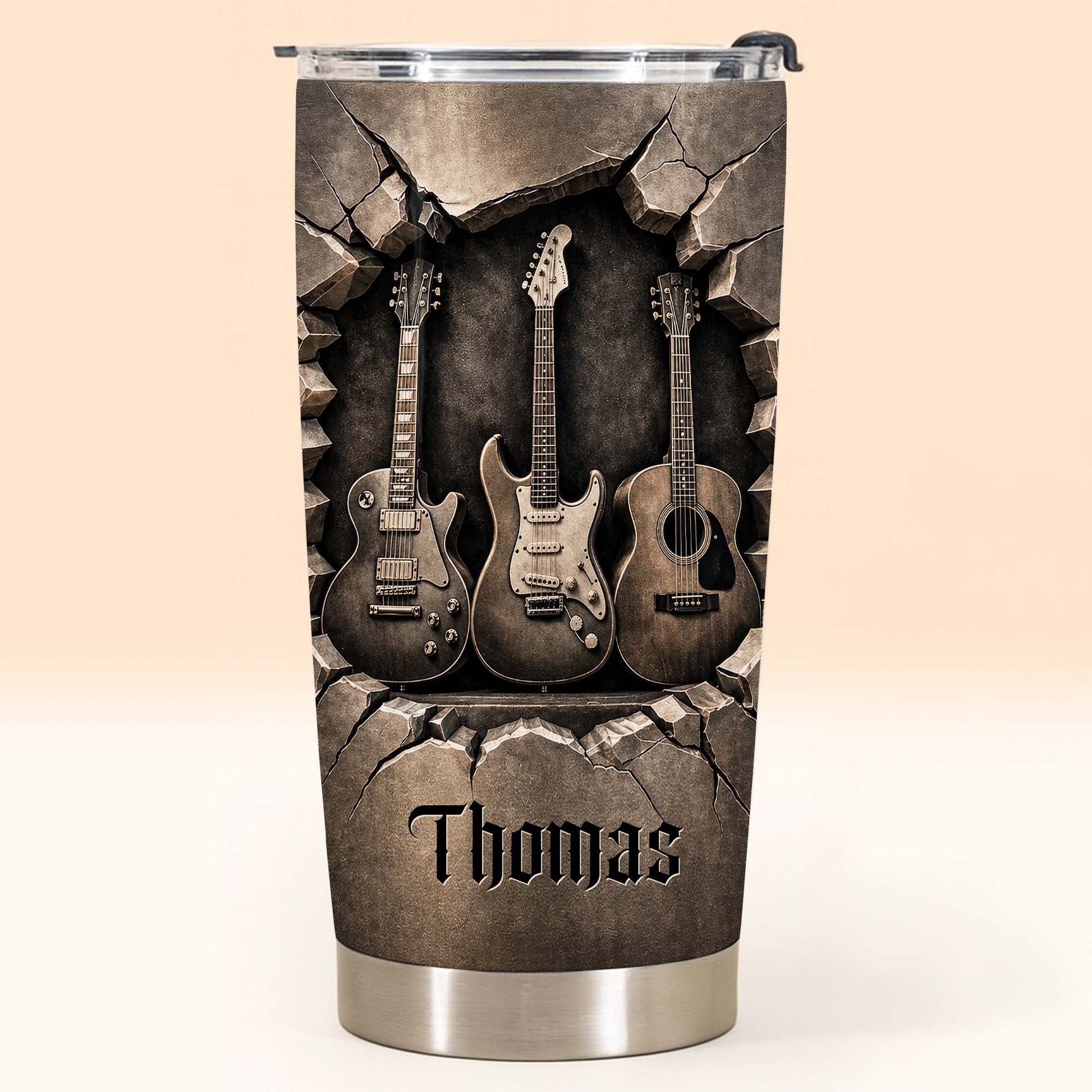 Tumbler material and size view - Custom Music Lover Gift