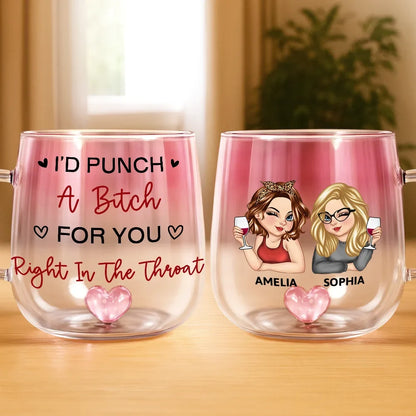 Gift For Bestie,Gift For Sisters,Gift For Women,Gifts For Colleagues,Funny - Right In The Throat Besties Sisters - Personalized Gradient Glass Mug