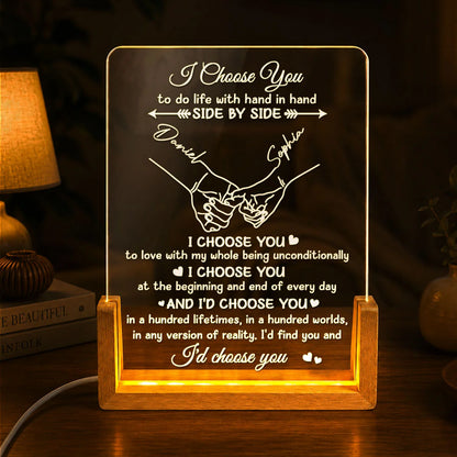 I Choose You Personalized LED Acrylic Plaque - Custom Couple Gift for Wife & Husband