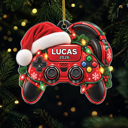 Personalized Game Controller Acrylic Ornament - Custom Gamer Christmas Tree Keepsake Gift