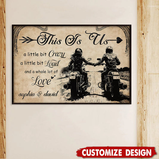Custom Motorcycle Couple Canvas for Wife with personalized design details for meaningful gifting