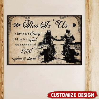 Custom Motorcycle Couple Canvas for Wife with personalized design details for meaningful gifting