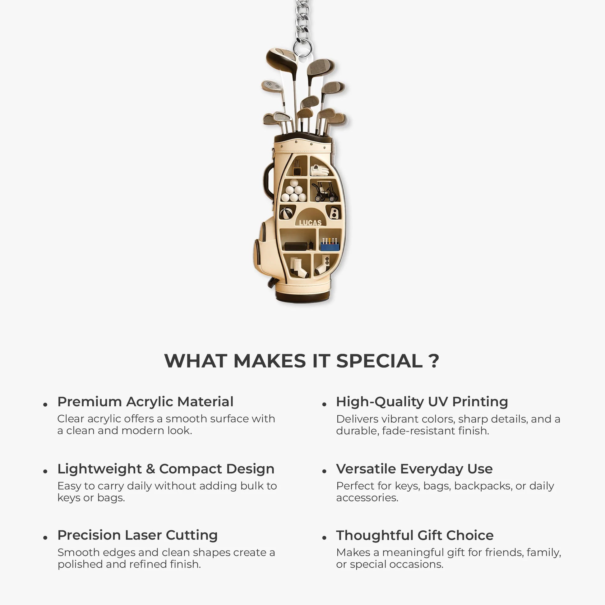 Personalized Golf & Hockey Bag Acrylic Keychain - Custom Name Sports Accessories Gift for Sports Lovers
