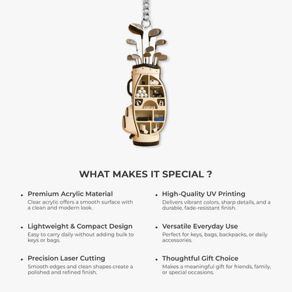 Personalized Golf & Hockey Bag Acrylic Keychain - Custom Name Sports Accessories Gift for Sports Lovers