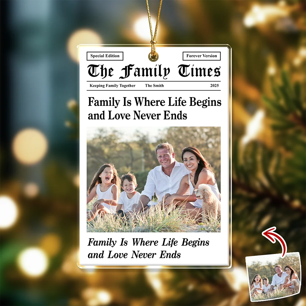 The Family Times Custom Photo Acrylic Ornament - Personalized Keepsake Christmas Gift for Family