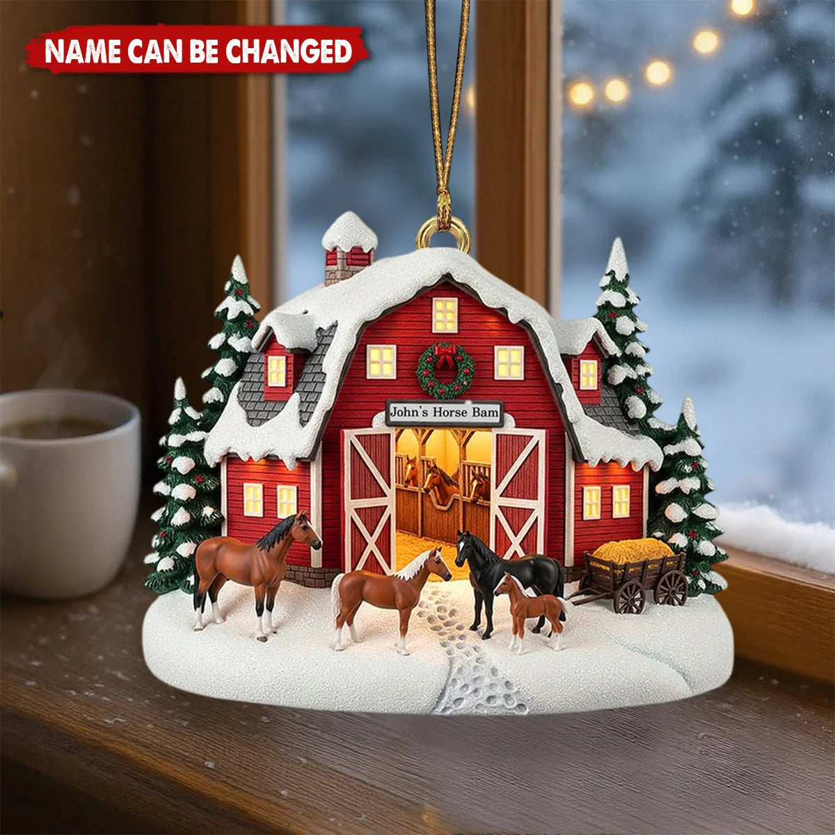 Personalized Horse Christmas Acrylic Ornament - Custom Farmhouse Barn Keepsake Gift for Horse Lovers