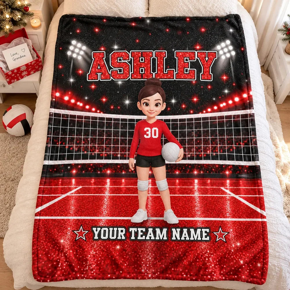 Team Spirit Personalized Volleyball Blanket - Custom Christmas Gift for Players