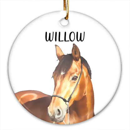 Custom Photo Horse Ceramic Ornament - Personalized Equestrian Keepsake Christmas Gift for Horse Lovers