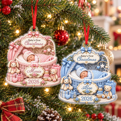 Baby's First Christmas Personalized Acrylic Ornament - Custom Holiday Keepsake for New Parents