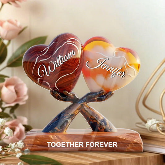 Personalized acrylic couple plaque with custom names and Together Forever text for wedding anniversary gift