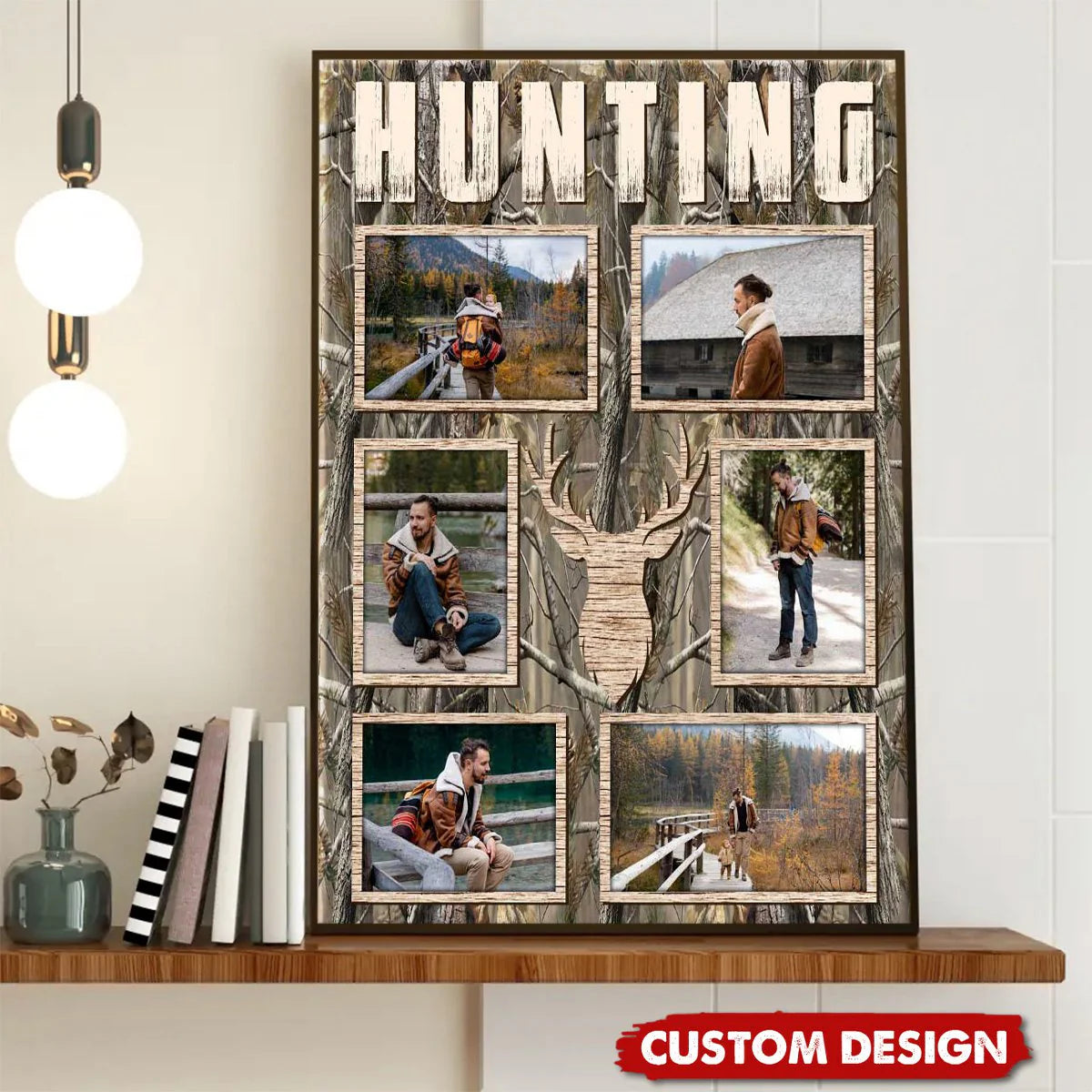 Custom Hunting Photo Collage Canvas for Dad with personalized design details for meaningful gifting
