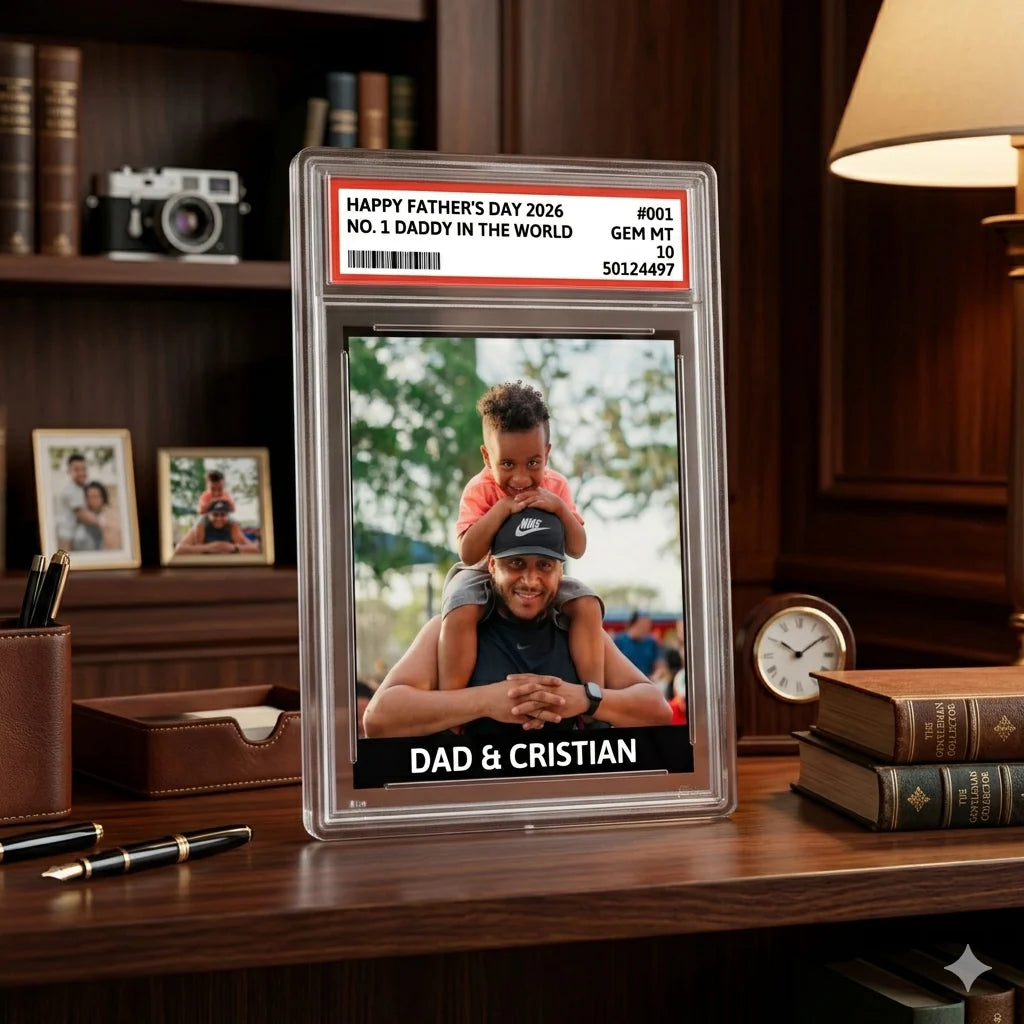 Personalized Baseball Card Photo Acrylic Plaque personalization view for Dad