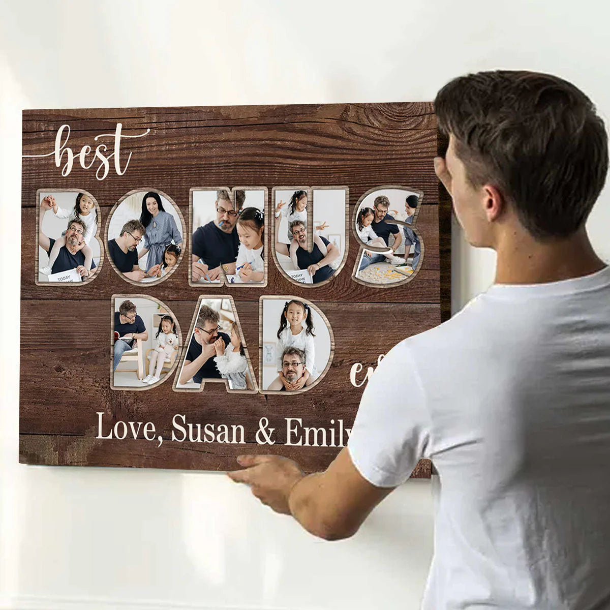 Custom Bonus Dad Photo Canvas for Stepmom / Stepdad with personalized design details for meaningful gifting image 6