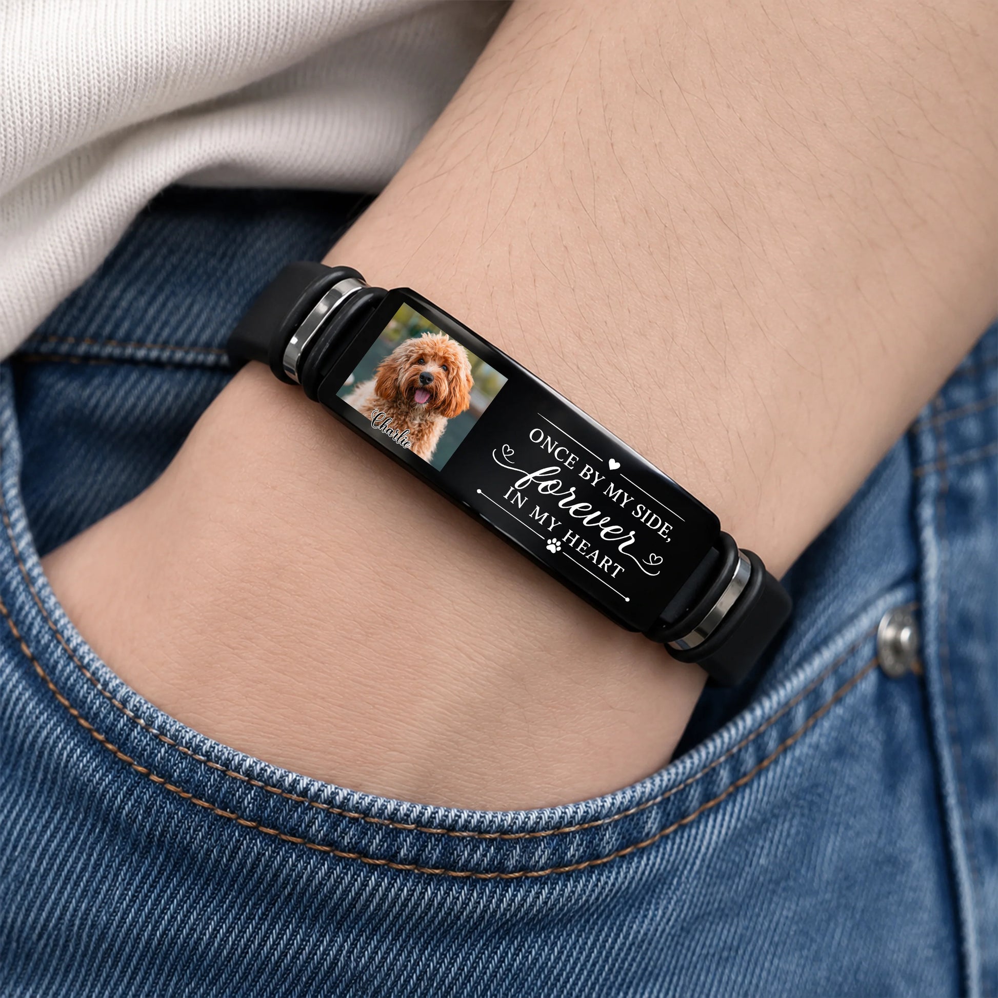 You Left Paw Prints On My Heart - Custom Dog Memorial Wristband Bracelet Keepsake Gift