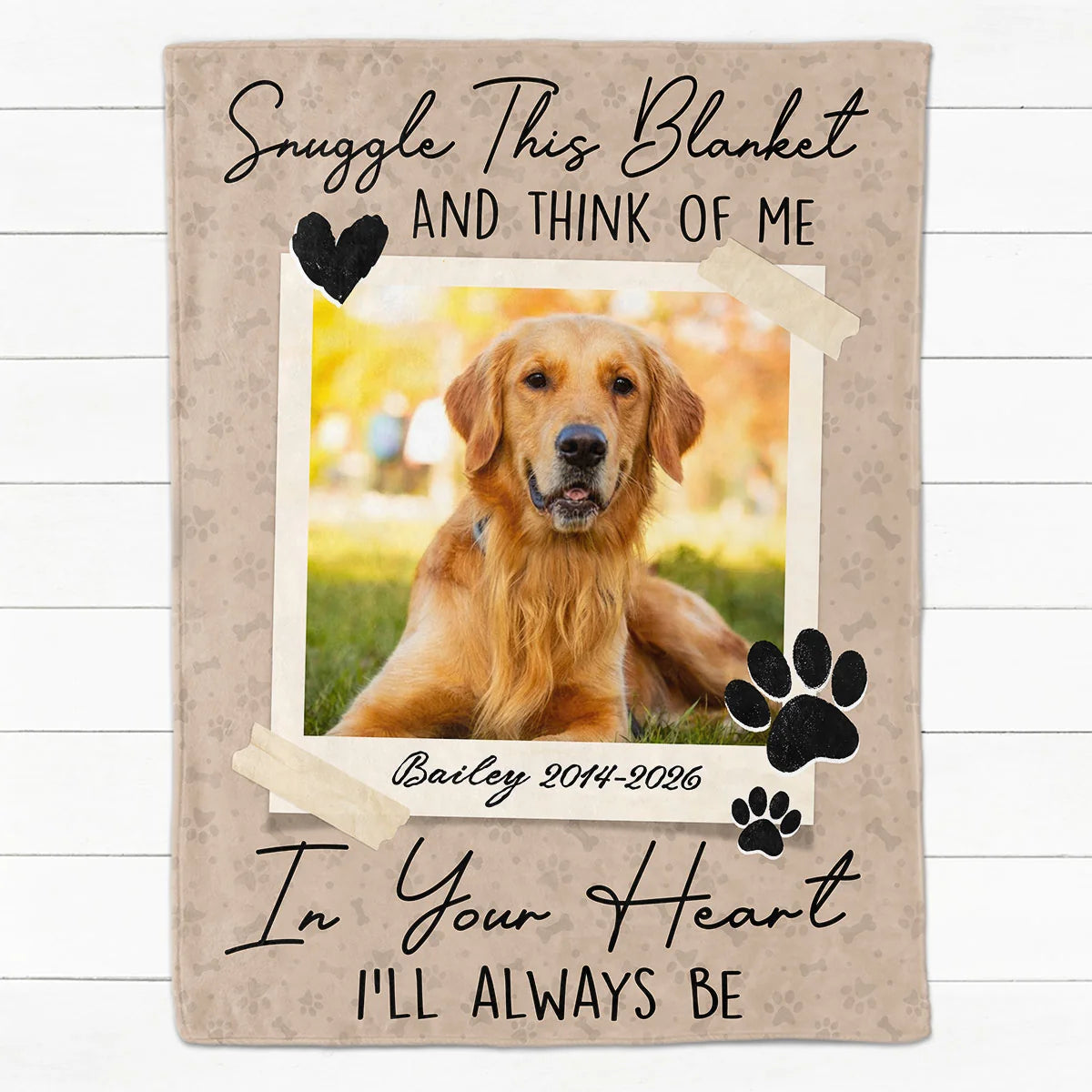 Snuggle This Blanket And Think Of Me - Personalized Pet Memorial Blanket Gift for Dog and Cat Lovers