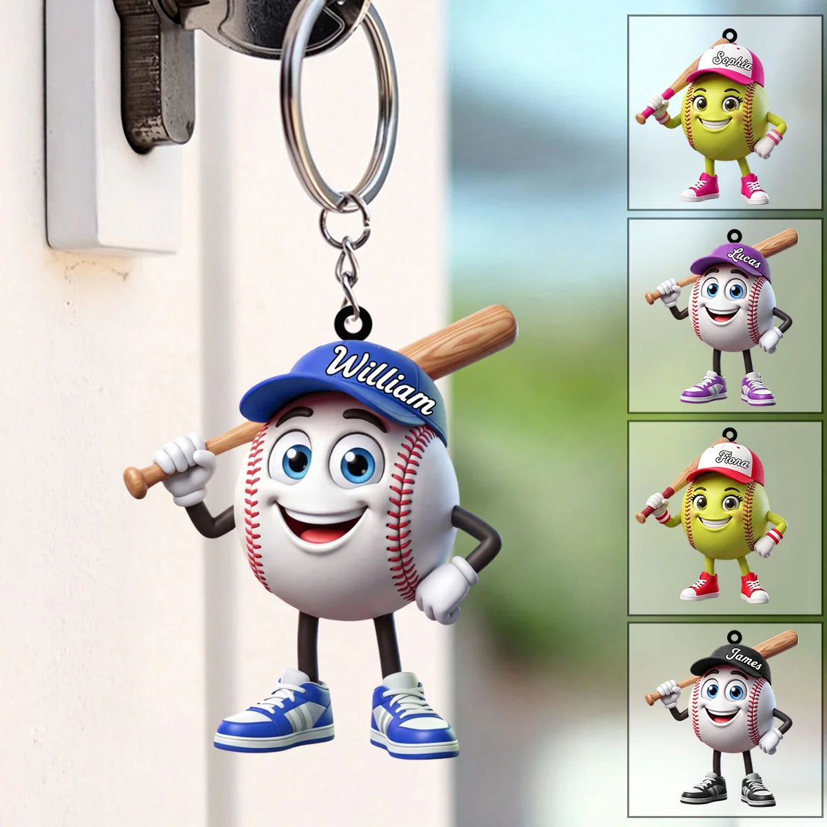 Batter Up Stance Personalized Baseball Softball Acrylic Keychain - Custom Gift for Kids and Players