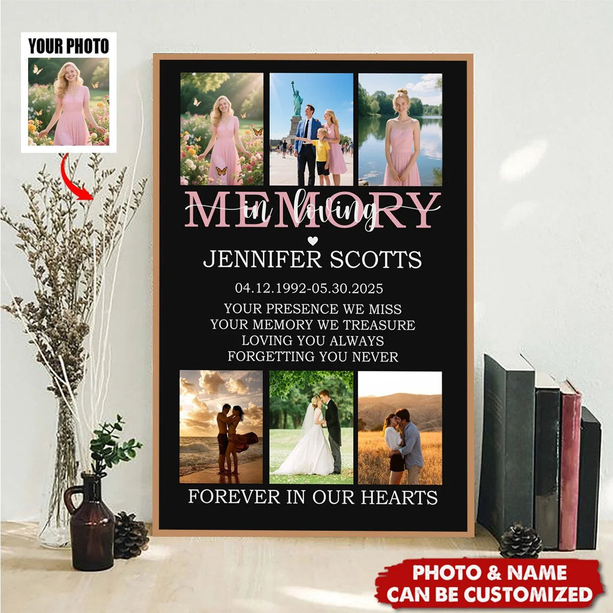 Loving You Always Forgetting You Never - Personalized Photo Memorial Canvas / Poster