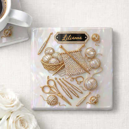Custom Crochet Coaster for Mom with personalized design details for meaningful gifting