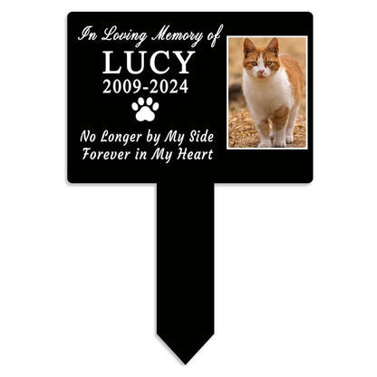 "Forever In My Heart" Personalized Cat Memorial Garden Stake - Custom Pet Grave Marker Plaque