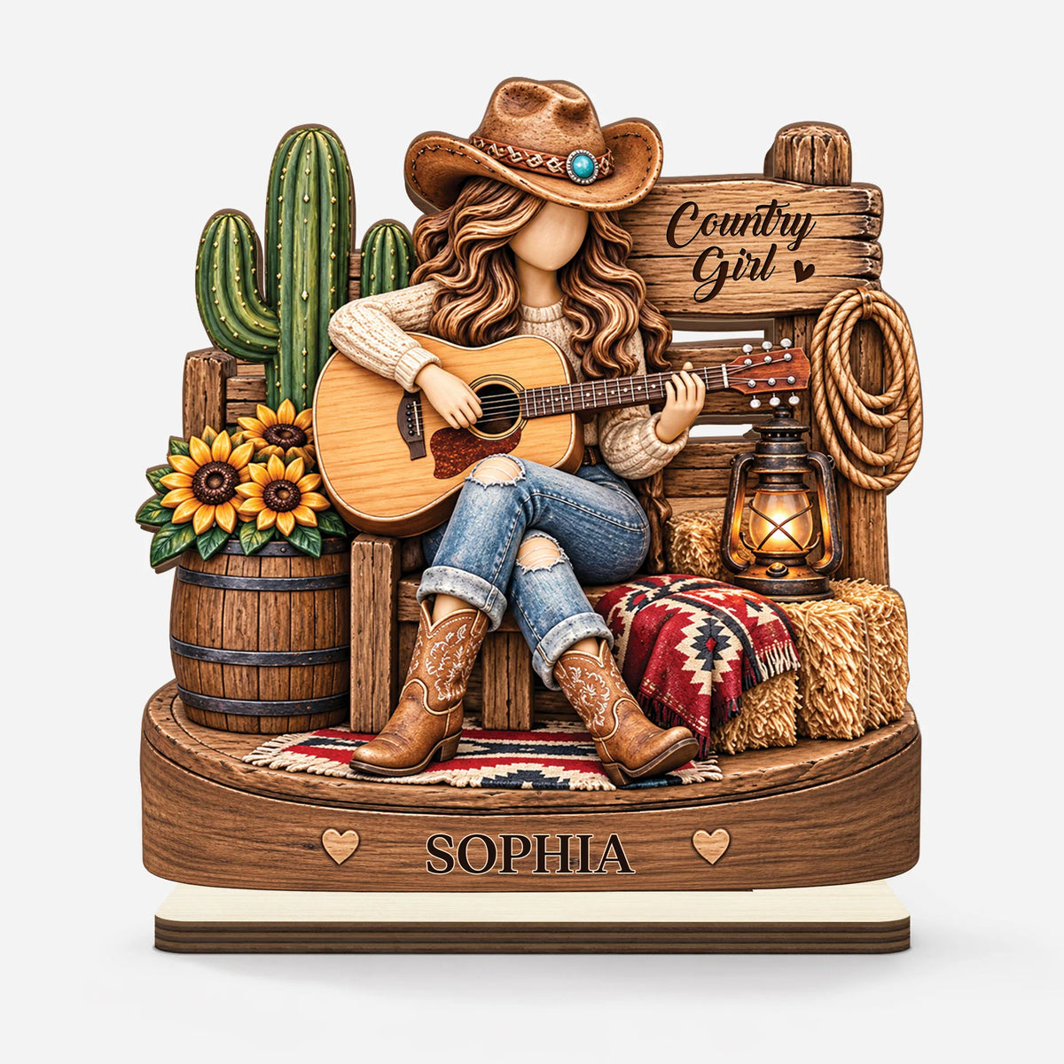 Custom Country Guitar Player Wooden Plaque - Personalized Gift for Music Lovers