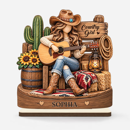 Custom Country Guitar Player Wooden Plaque - Personalized Gift for Music Lovers